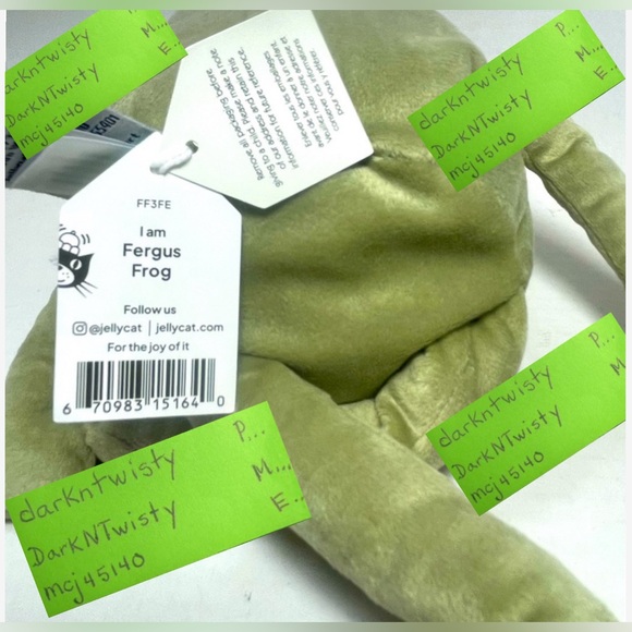 BNWT JELLYCAT FERGUS FROG BASKET STUFFER W PURCHASE RECEIPTS - Picture 8 of 16